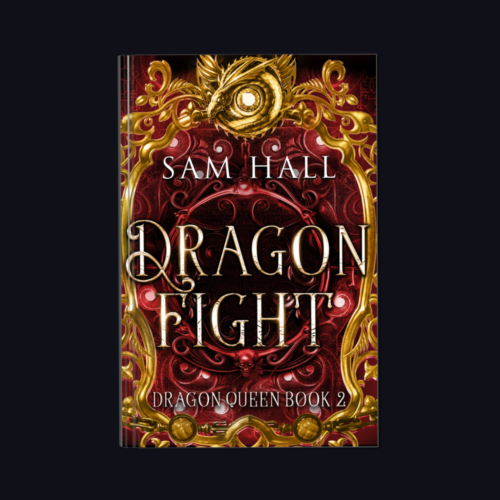 Cover of the book 'Dragon Fight' by Sam Hall, featuring a fantasy-themed design with decorative elements and text.