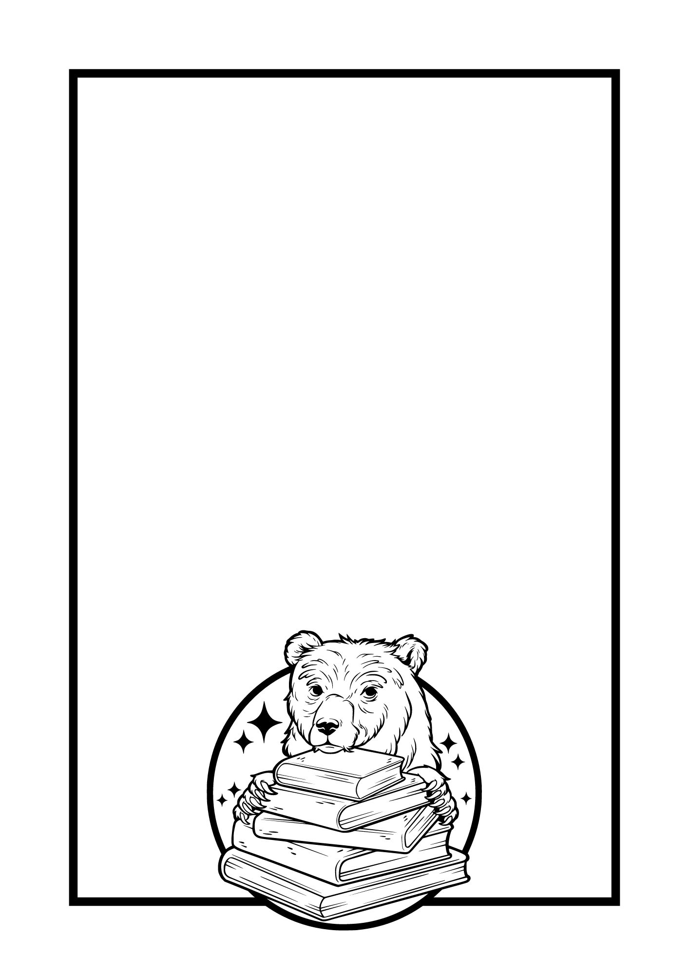 bookplate wtih a bear and books design