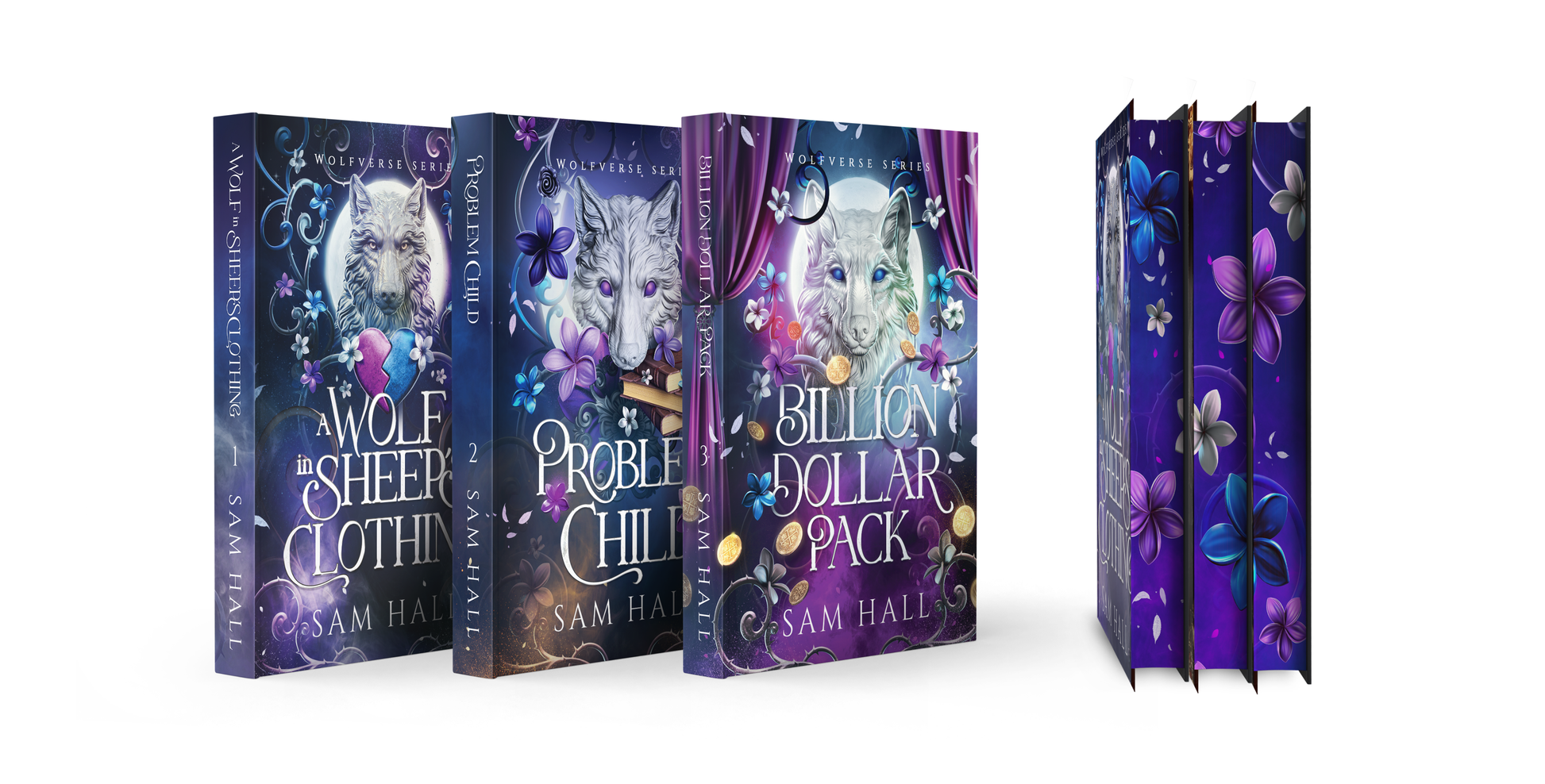 Collection of books with fantasy covers featuring animals on a white background