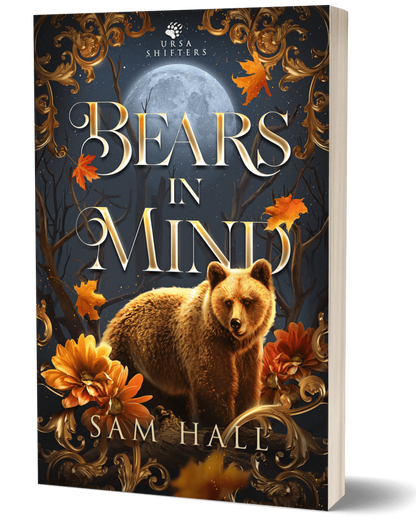 Book cover of 'Bears in Mind' by Sam Hall with a bear and autumn leaves design.