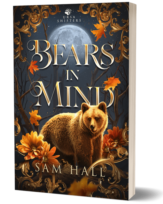Book cover of 'Bears in Mind' by Sam Hall with a bear and autumn leaves design.