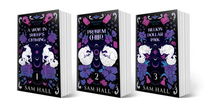 Three books titled 'A Wolf in Sheep's Clothing', 'Problem Child', and 'illion Dollar Pack' by Sam Hall on a white background.
