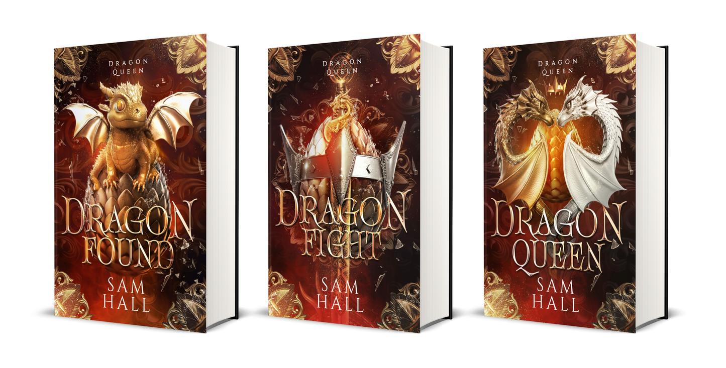 Three book covers of 'Dragon' series by Sam Hall on a white background