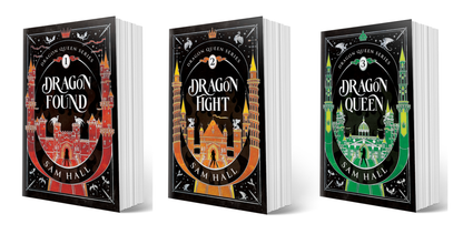 Three books from the 'Dragon Queen' series by Sam Hall on a white background