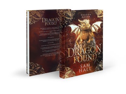 Book titled 'Dragon Found' by Sam Hall with a dragon illustration on the cover.