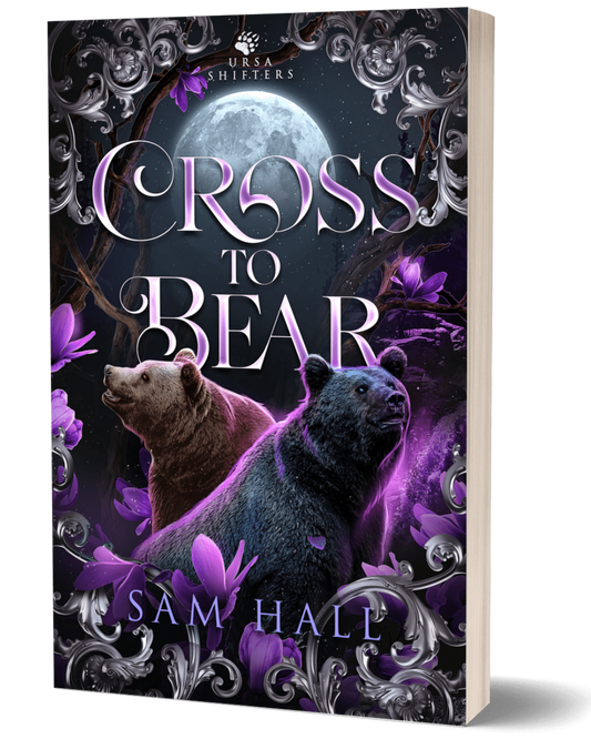 Book cover of 'Cross to Bear' with two bears and a moon on a dark background