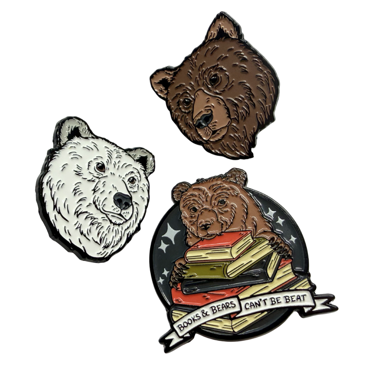BOOKS AND BEARS ENAMEL PIN SET