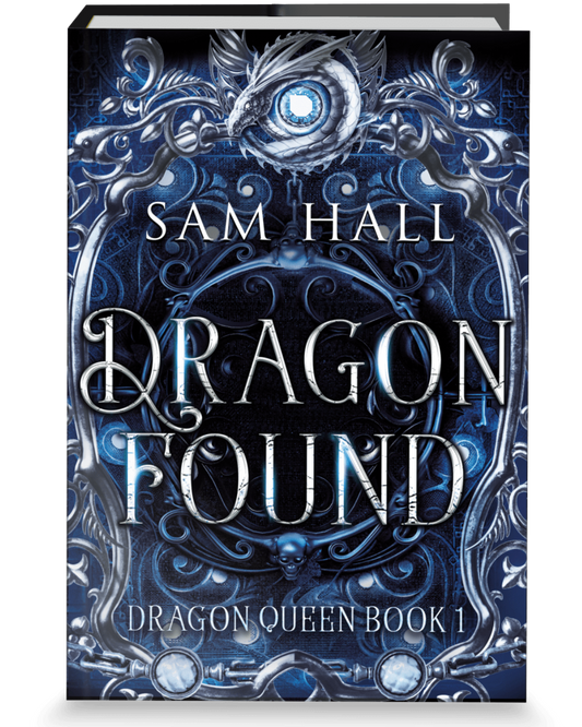 Book cover of 'Dragon Found' by Sam Hall with dragon design