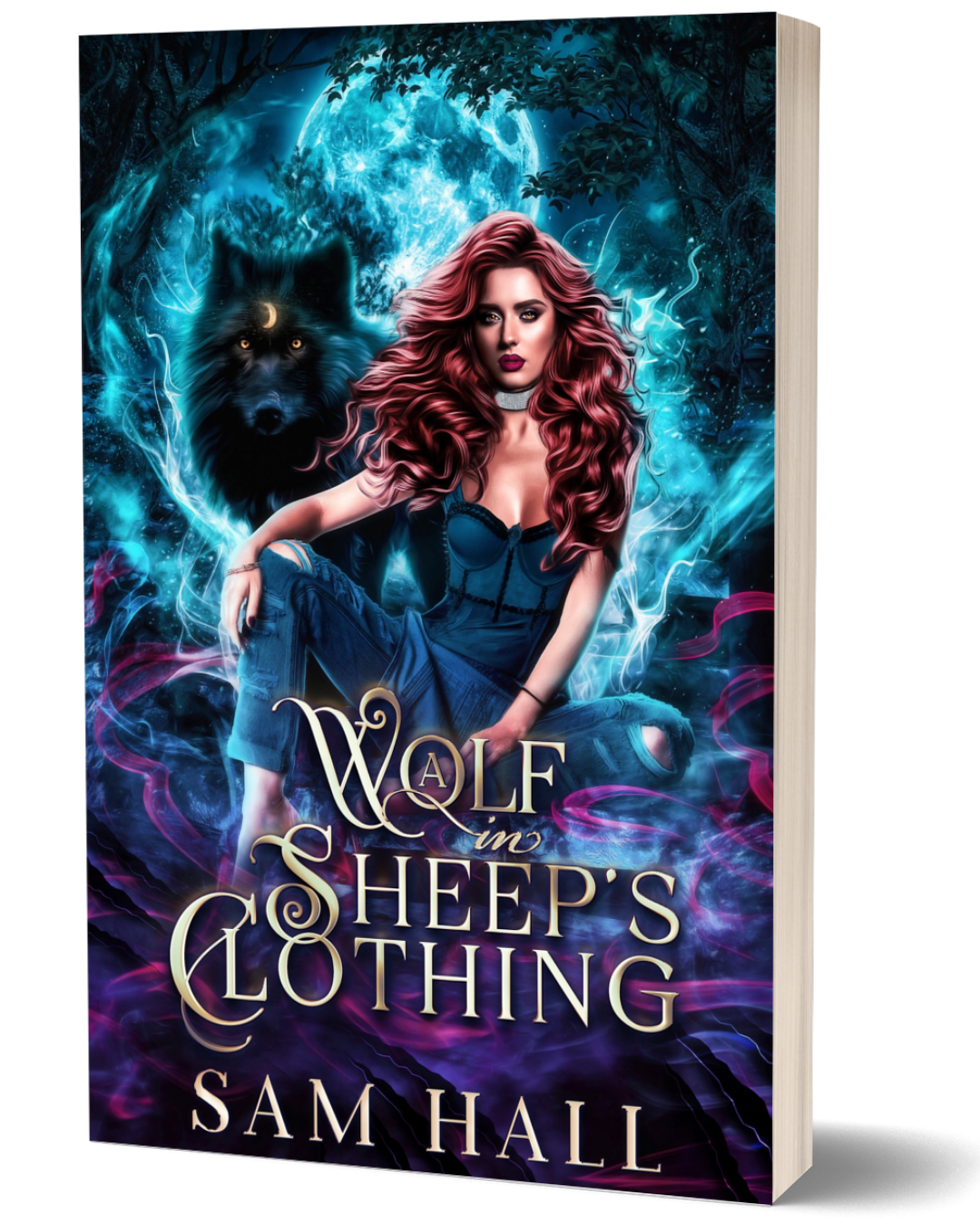 Book cover of 'Wolf in Sheep's Clothing' by Sam Hall with a woman and wolf design.