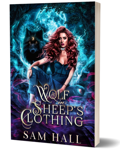 Book cover of 'Wolf in Sheep's Clothing' by Sam Hall with a woman and wolf design.