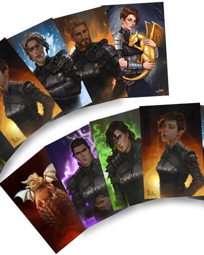Set of illustrated character cards featuring fantasy-themed artwork.