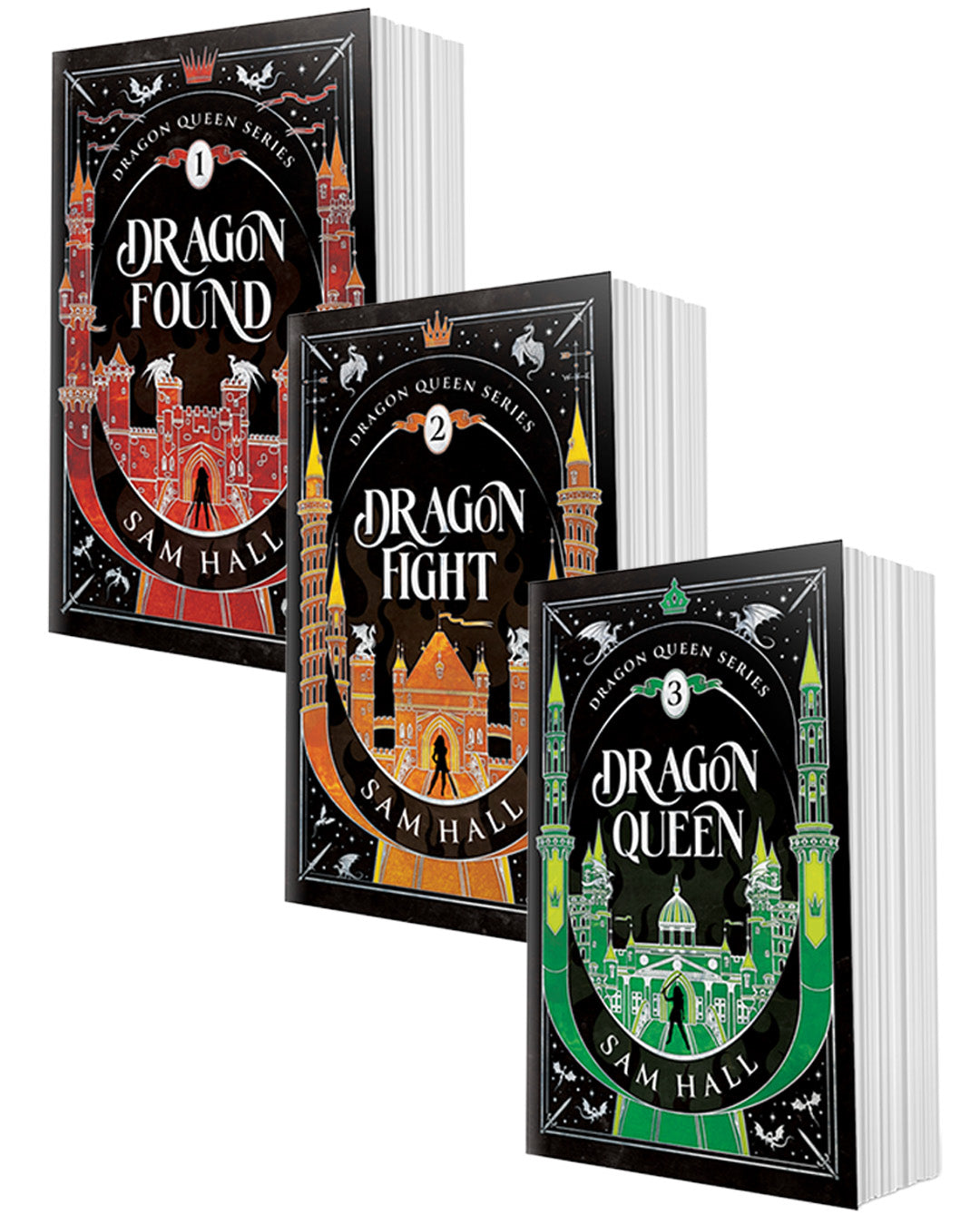 Three books from the 'Dragon Queen' series by Sam Hall on a white background