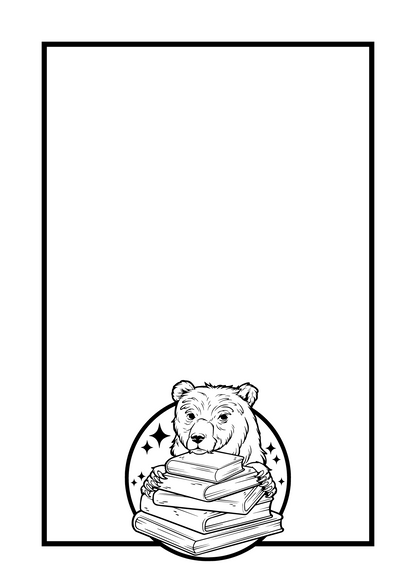 bookplate wtih a bear and books design